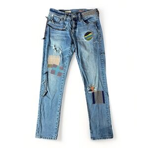 Pilcro Anthropologie Jeans Womens 2 - 26x30 Blue Slim Boyfriend Patchwork Denim